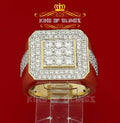 King Of Bling's 925 Silver Yellow Square 3.50ct Cubic Zirconia Men's Adjustable Ring Size 10 to 12
