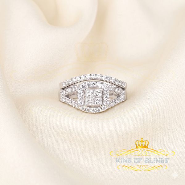 King Of Bling's925 Sterling White Silver Square Cubic Zirconia 1.50ct Fancy Womens Ring Size 7 KING OF BLINGS