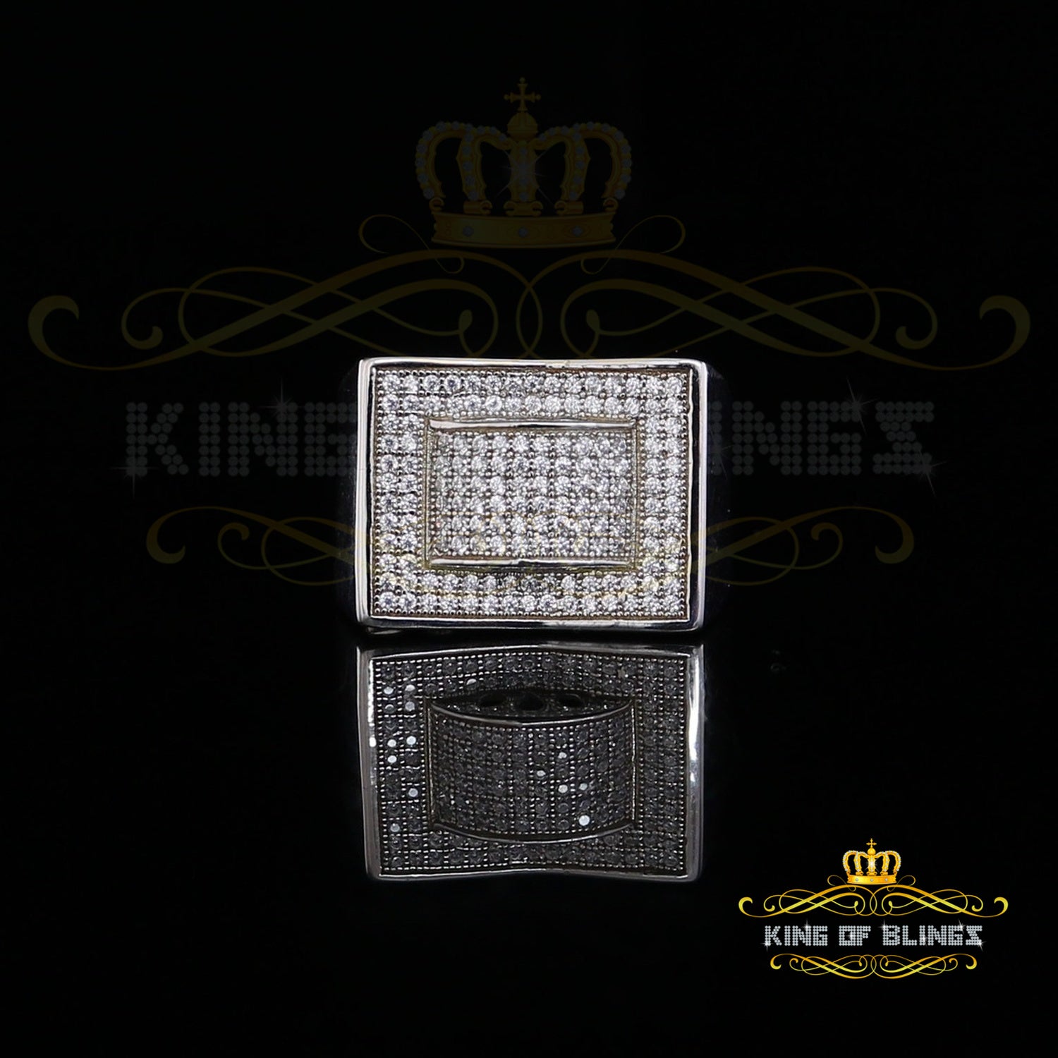925 Sterling White Silver 1.50ct Cubic Zirconia Square Men's For Him Ring Size 9 KING OF BLINGS
