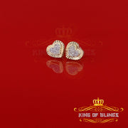 King of Blings-Aretes Para Hombre Heart 925 Yellow Silver 0.15ct Diamond Women's Stud Earring KING OF BLINGS