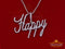 White Beautiful 'HAPPY" Letter 925 Sterling Silver Pendant 4.75ct Cubic Zirconia KING OF BLINGS