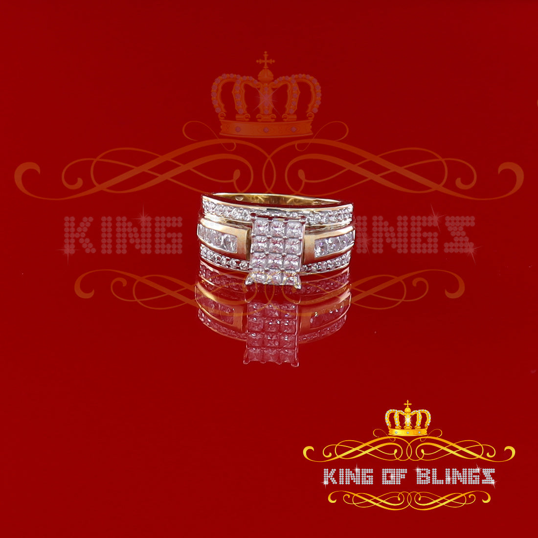 King Of Bling's 3.20ct Yellow Cubic Zirconia 925 Sterling Silver Cocktail Womens Ring size 8