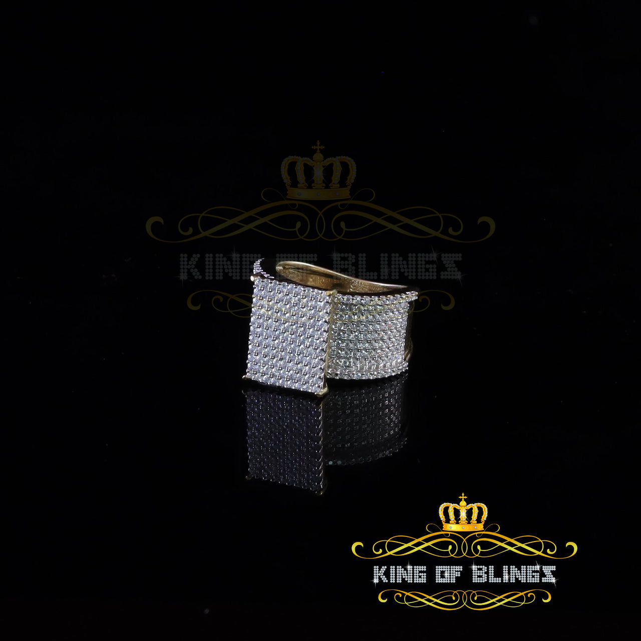 King Of Bling's 925 Sterling Yellow Silver Rectangle Cubic Zirconia 3.45ct Womens Ring Size 7