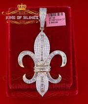 Promise Yellow Sterling Silver Fleur de Lis Pendant with 15.62ct Cubic Zirconia KING OF BLINGS