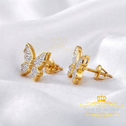 King of Bling's Women's 0.34ct Cubic Zirconia Butterfly Stud Earring Yellow 925 Sterling Silver KING OF BLINGS