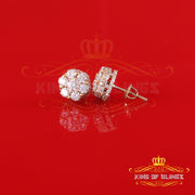 King  of Bling's 925 Silver Yellow 1.50ct VVS 'D' Men's & Womens Moissanite Floral Stud Earrings KING OF BLINGS