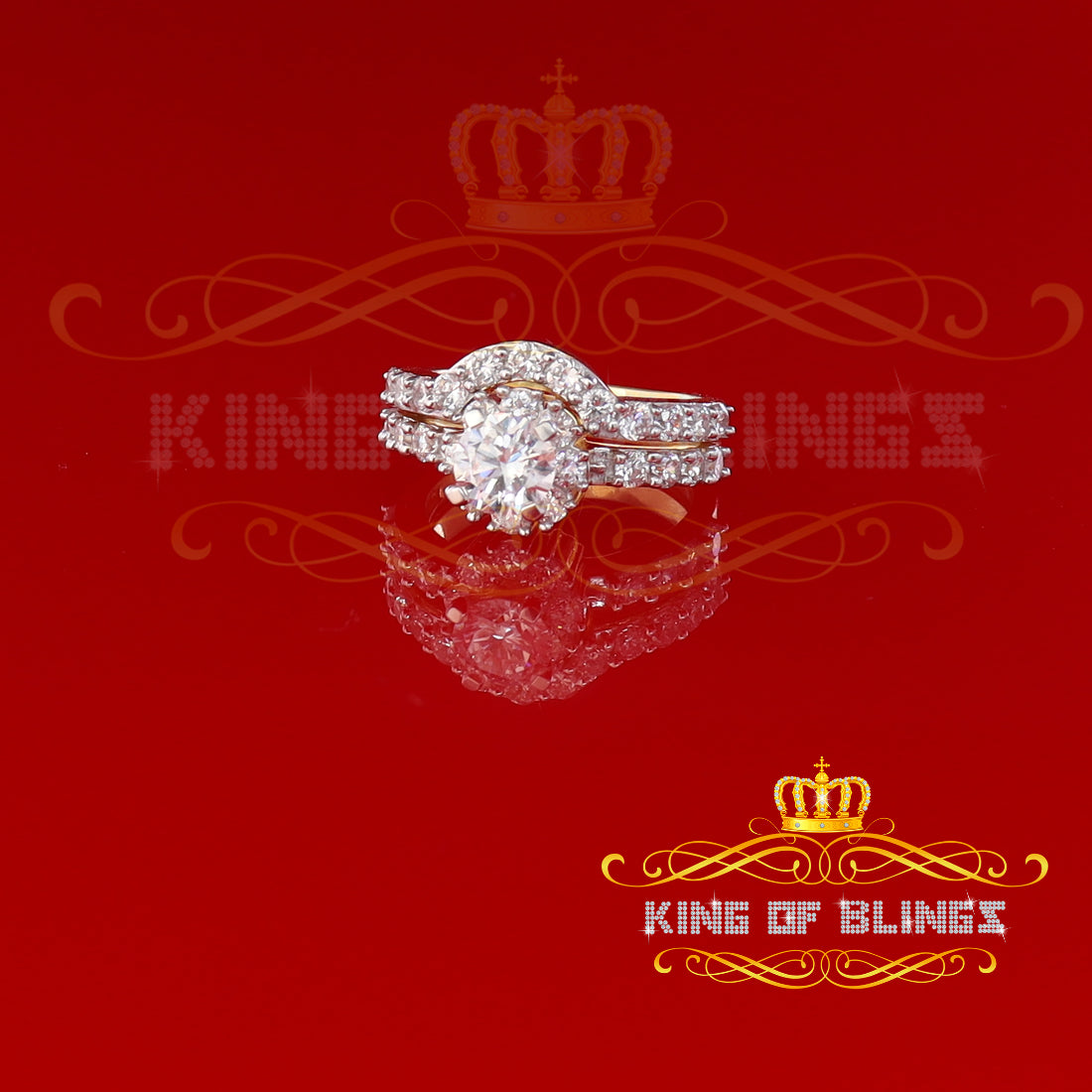 King Of Bling's 925 Sterling Yellow Silver Round 5.25ct Cubic Zirconia Women's Ring Size 6.5 KING OF BLINGS