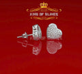 King of Blings- Aretes Para Hombre 925 White Silver 0.71ct Cubic Zirconia Heart Women's Earrings KING OF BLINGS