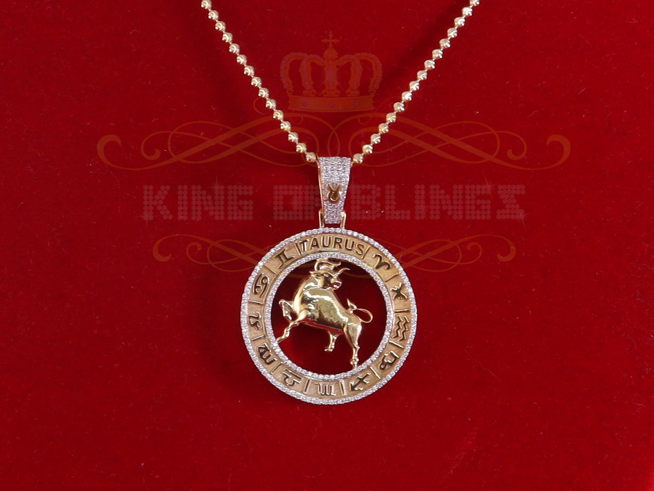 King Of Bling's TAURUS Pendant For Men's & Women's1.77ct Cubic Zirconia Sterling White Silver