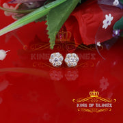 King of Blings- 1.50ct Cubic Zirconia Sterling White Silver For Men's / Women's Round Earrings KING OF BLINGS