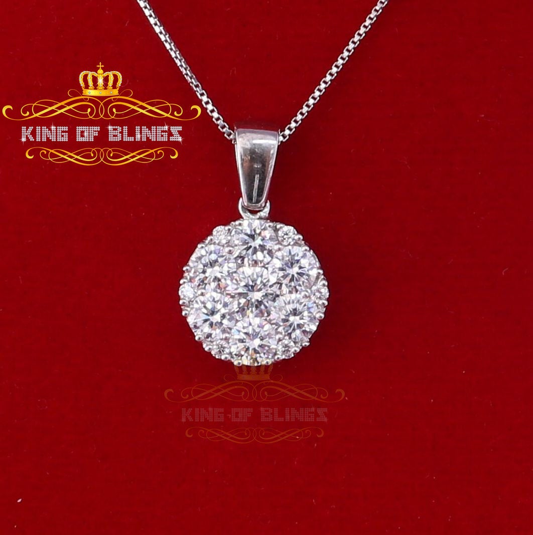 King Of Bling's Attractive White 925 Sterling Silver Pendant Round Shape 3.79ct Cubic Zirconia