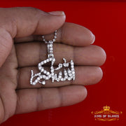 King Of Bling's White 925 Sterling Silver with Allah-hu-Akbar Pendant 5.70ct Moissanite KING OF BLINGS