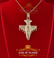 Yellow 925 Sterling Silver AIROPLANE Shape Pendant with 2.45ct Cubic Zirconia KING OF BLINGS