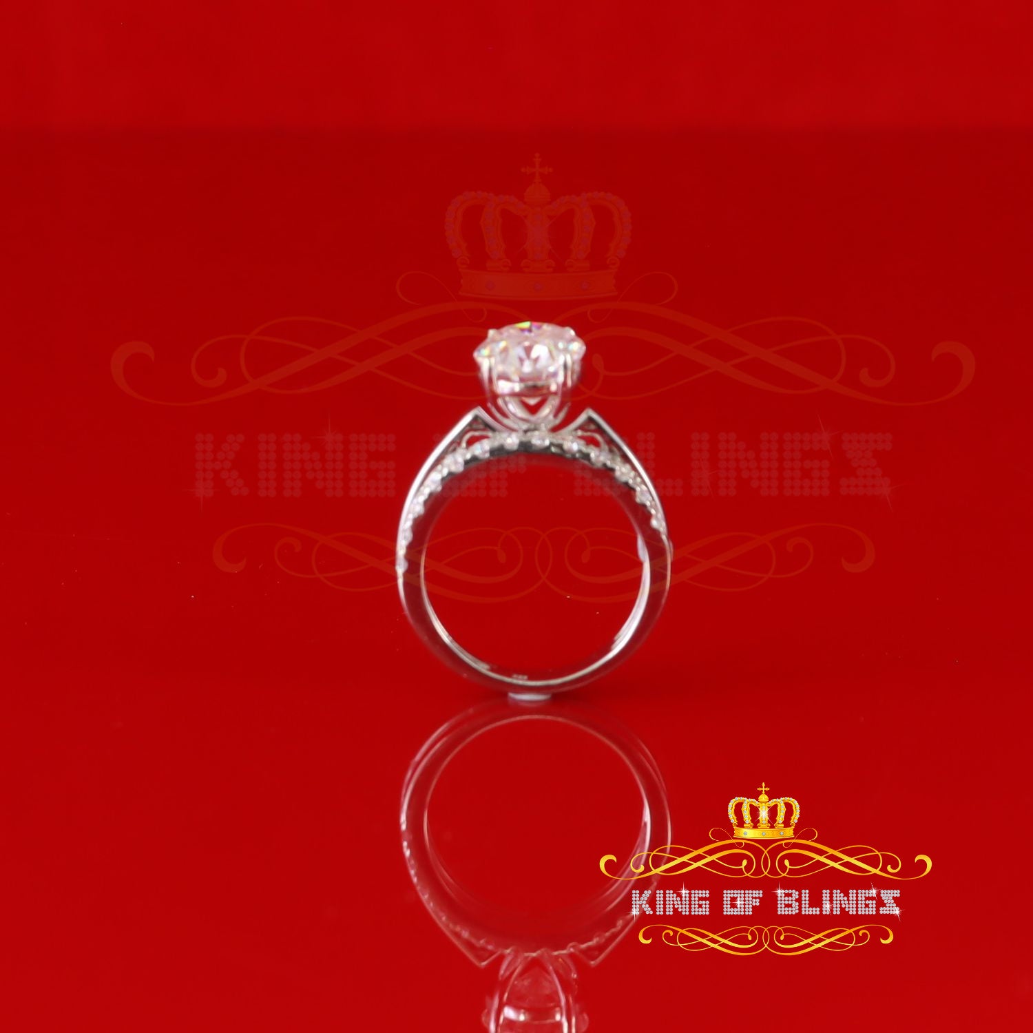 King of Bling's Sterling Silver Mens/ Women Bridal Ring Oval Shape White 5.0ct Moissanite Size 8 KING OF BLINGS