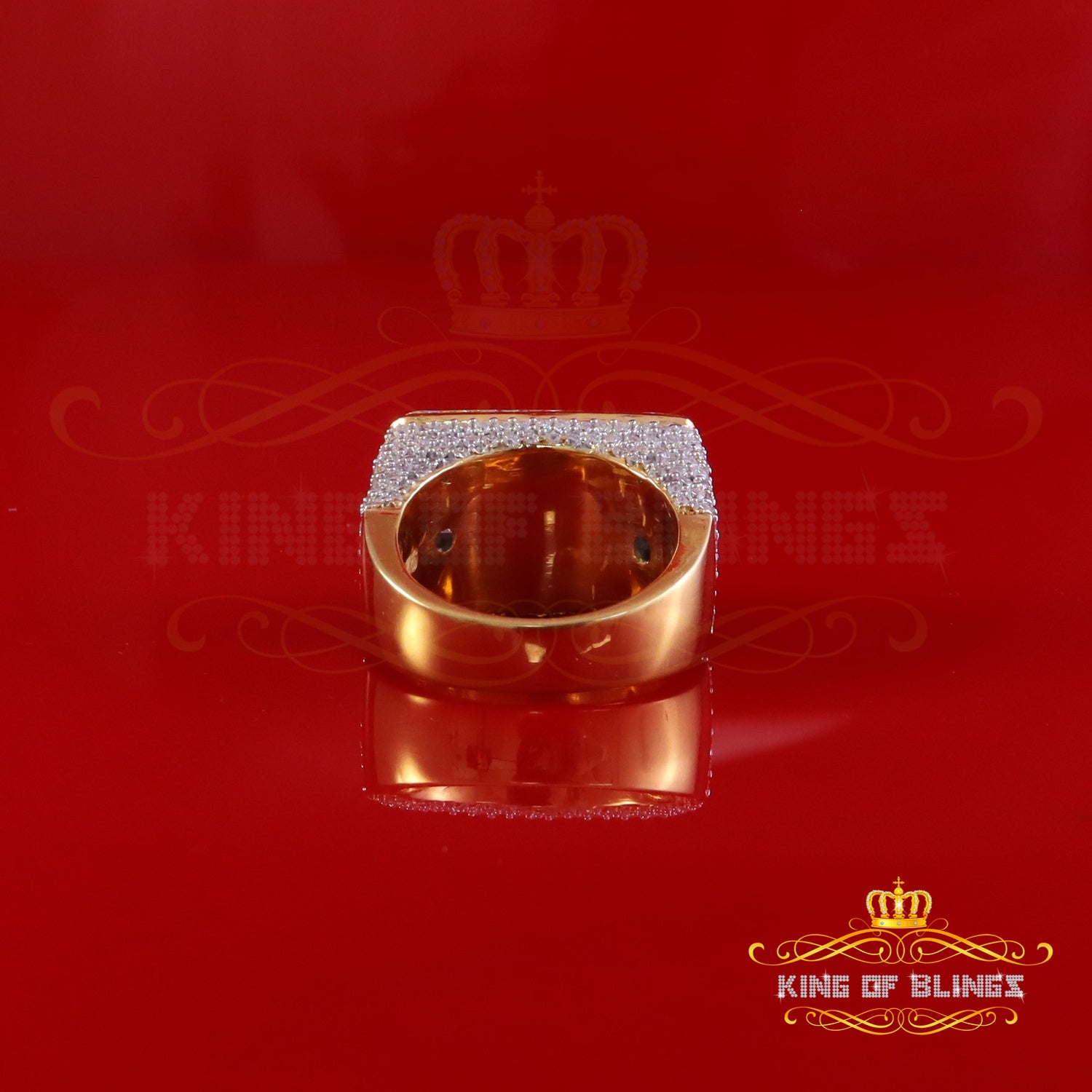 King of Bling's Men's/Womens 925 White Silver 6.50ct VVS 'D' Moissanite Rectangle Rings Size 10 King of Blings