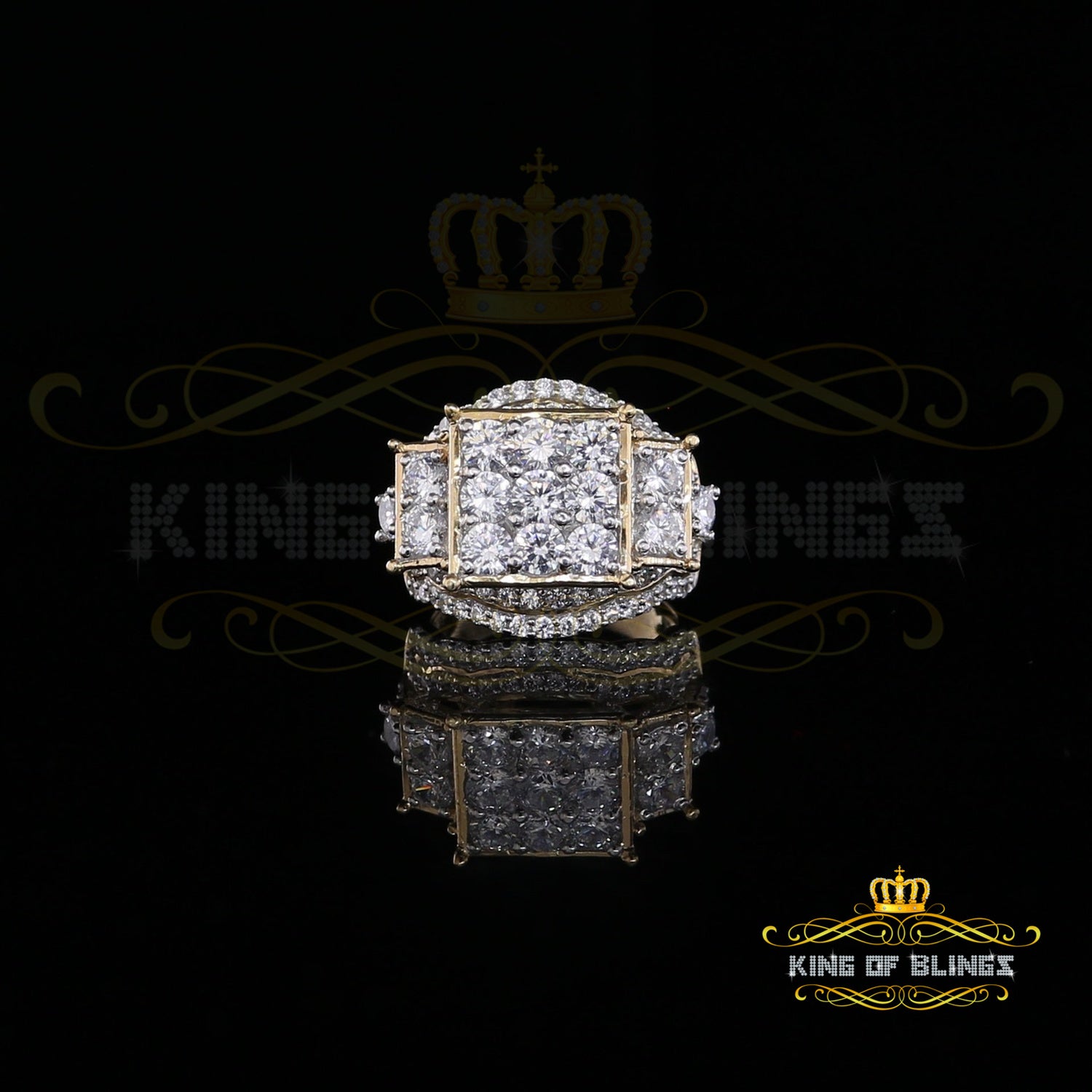 King Of Bling's 925 Sterling Yellow Silver 7.76ct Cubic Zirconia Square Women's Ring Sz9 KING OF BLINGS