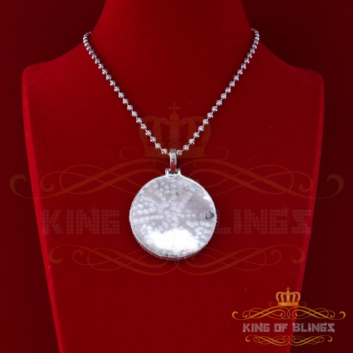 King of Bling's White Attractive Round Shape 925 Sterling Silver Pendant 9.81ct Cubic Zirconia KING OF BLINGS