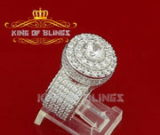 13.00ct Cubic Zirconia White Silver Round Men's Adjustable Ring From SZ 8 to 10 KING OF BLINGS