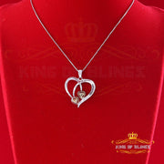 King Of Bling's 0.03CT Real Diamond Double HEART Sterling Silver with White Charm Necklace Pendant KING OF BLINGS