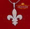 925 White Sterling Silver Fleur de Lis Shape Pendant with 16.56ct Cubic Zirconia KING OF BLINGS
