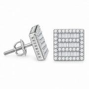 King of Bling's Hip Hop Screw Back White Silver 2.07ct Cubic Zirconia Women's & Men's Earrings KING OF BLINGS