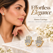 King Of Bling's 925 Yellow Sterling Silver 0.15ct Diamond Stud Women's & Men's Hamsha Earrings KING OF BLINGS