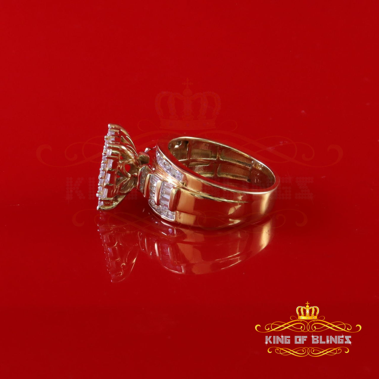 King Of Bling's 925 Sterling Yellow Square 2.34 ct Cubic Zirconia Silver Womens Ring size 8