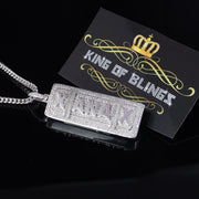 White 925 Silver Pendant with Necklace XAMAX Letter Shape 3.05ct Cubic Zirconia KING OF BLINGS