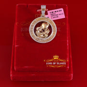 1.77ct Cubic Zirconia Sterling Yellow Silver AQUARIUS Pendant For Men & Women KING OF BLINGS