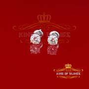 King of Bling's Men's & Women's 925 Silver White 0.66ct VVS 'D' Moissanite Stud Stud Earrings KING OF BLINGS