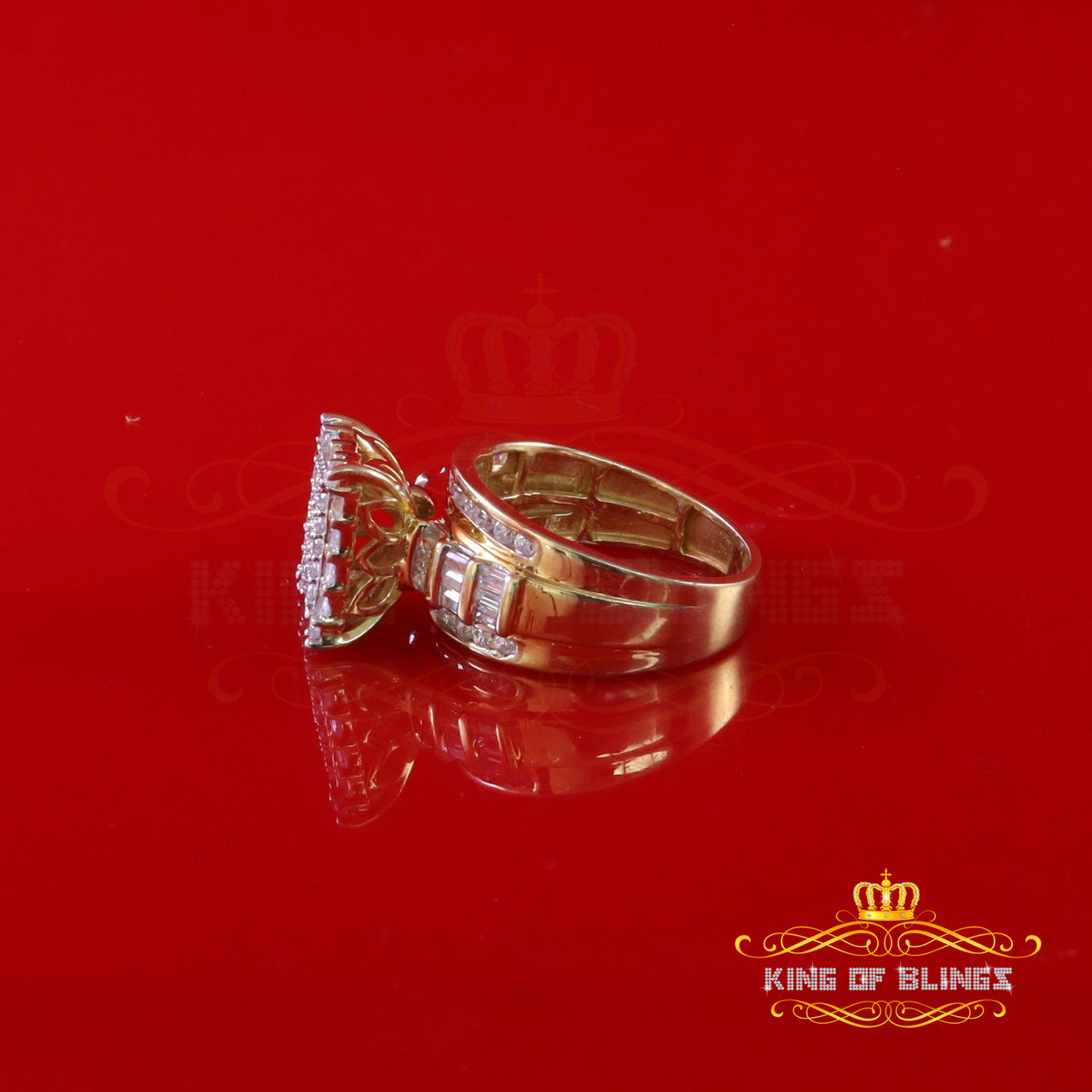 King Of Bling's 925 Sterling Yellow Square 2.36ct Cubic Zirconia Silver Womens Ring size 8