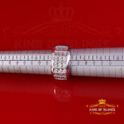 King Of Bling's Men's Real Round Diamond 0.30ct 925 White Silver Wedding Wide Band Ring Size 10 King of Blings