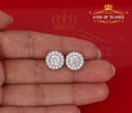 King of Blings- Aretes Para Hombre 925 White Silver 6.57ct Cubic Zirconia Round Women's Earrings KING OF BLINGS