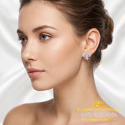 King of Bling's 925 White Silver Fleur de Lis Screw Back 0.25ct Cubic Zirconia Ladies Earrings KING OF BLINGS