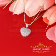 King Of Bling's Real 0.33ct Diamond Sterling Silver HEART Charm Fashion Necklace Pendant White KING OF BLINGS