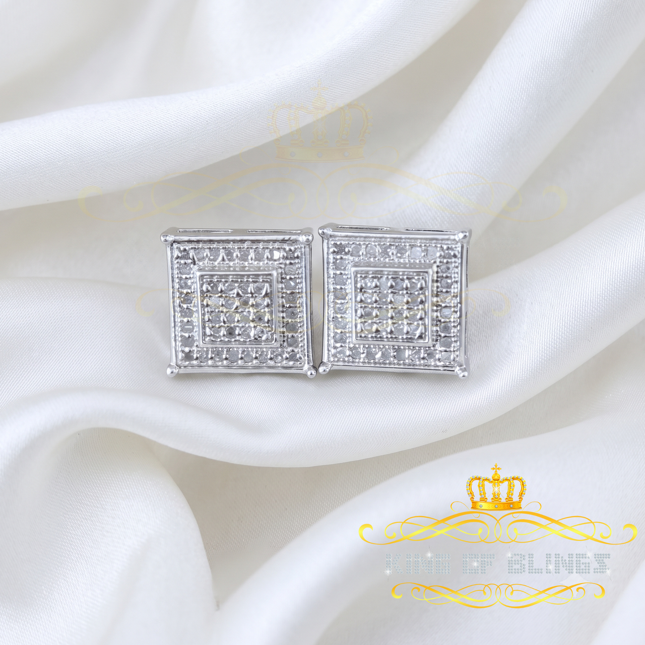 King Of Bling's 0.20ct Genuine Diamond 925 White Sterling Silver Hip Hop Men's/Women's Earrings