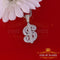 White 925 Sterling Silver Dollar Sign Pendant with 3.05ct Cubic Zirconia Stone KING OF BLINGS
