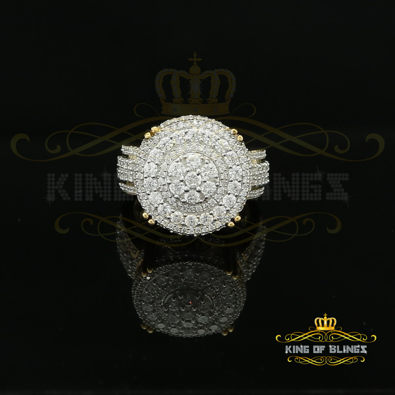King Of Bling's Yellow 925 Silver Round 5.58ct Cubic Zirconia Adjustable Ring SZ From 9 to 11 KING OF BLINGS