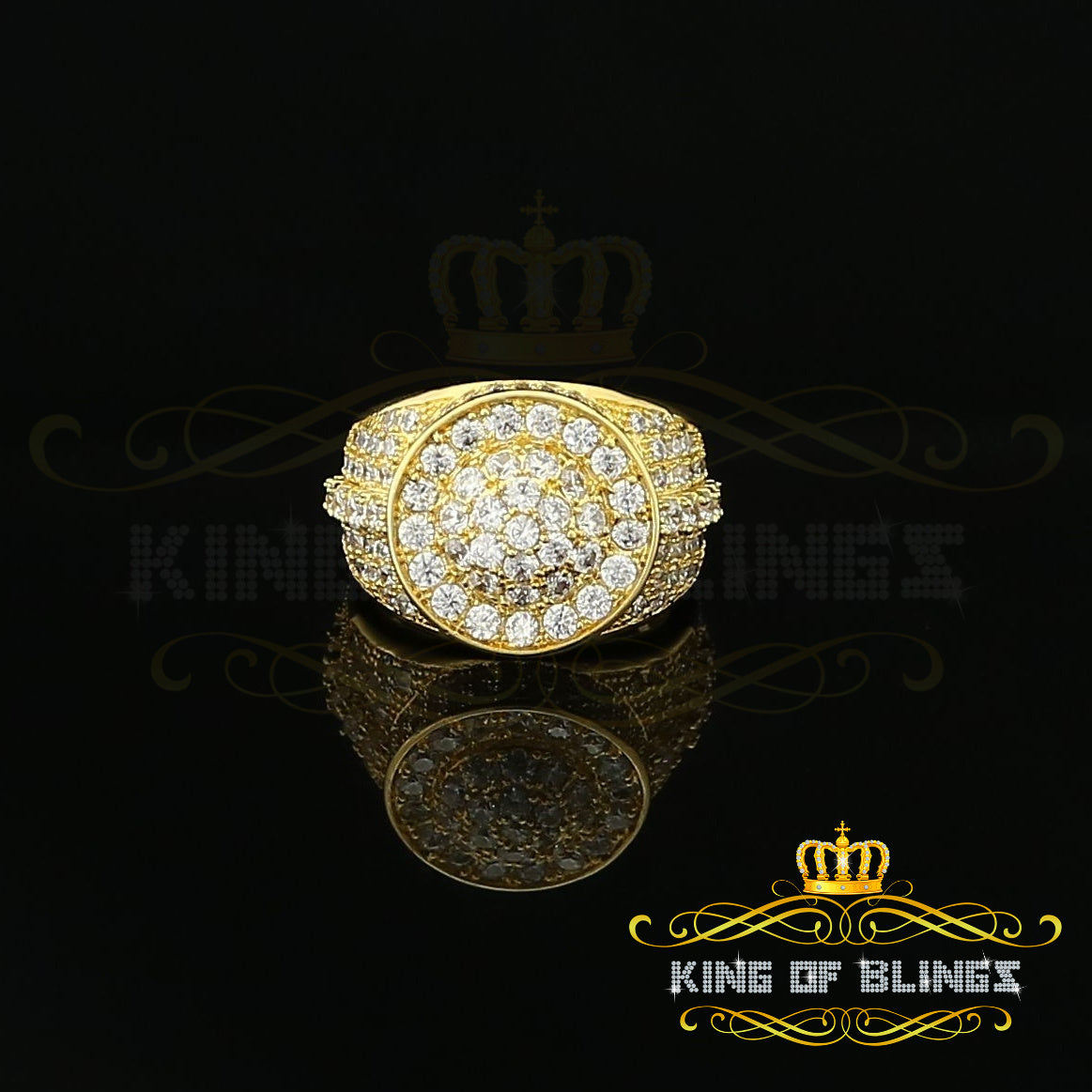 King Of Bling's King Of Blings 6.00ct Cubic Zirconia Yellow Silver Set Womens Round Ring Size 7