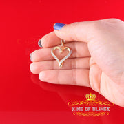 King Of Bling's Real 0.06ct Diamond 925 Sterling Silver HEART Charm Necklace Yellow Pendant KING OF BLINGS