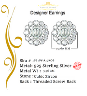 King of Bling's Aretes Para Hombre 925 Yellow Silver 1.06ct Cubic Zirconia Round Women's Earring KING OF BLINGS