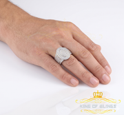 King Of Bling's925 Sterling Silver White 7.50ct Cubic Zirconia Oval Men's Big Ring Size 9 KING OF BLINGS