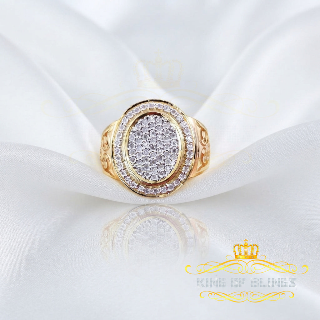 King Of Bling's 0.33ct Oval Yellow Silver Mirage Set Real Diamond Men's Engagement Ring Sz 10 KING OF BLINGS