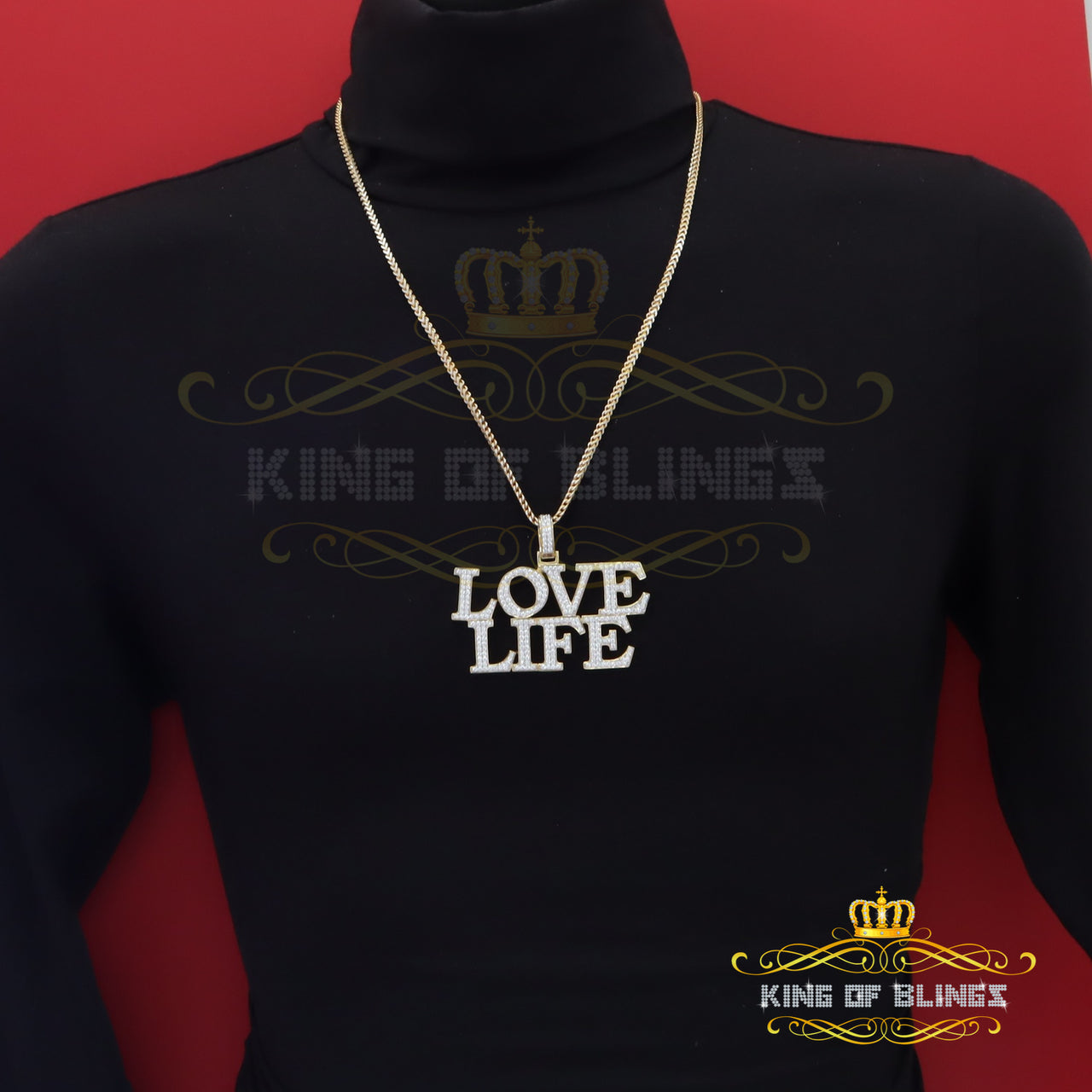 King Of Bling's Promise 925 Yellow Sterling silver LOVE LIFE Pendant with 11.64ct Cubic Zirconia