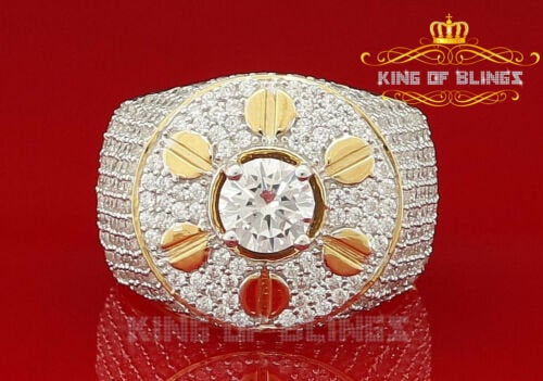 King Of Bling's 11.25ct Yellow 925 Silver Cubic Zirconia Men's Adjustable Ring From Size 10 to 12 KING OF BLINGS