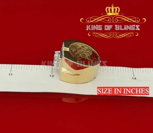King Of Bling's 4.50CT Cubic Zirconia Yellow 925 Silver Men's Adjustable Ring SZ From 9 to 11 KING OF BLINGS