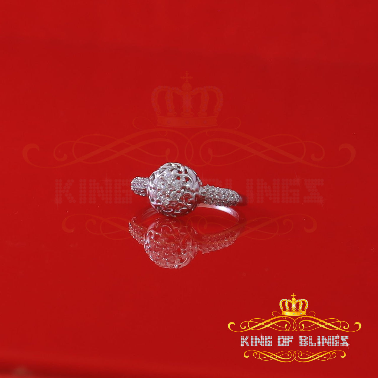 King Of Bling's2.00ct Cubic Zirconia Sterling White Silver Round Engagement Womens Ring Size 7