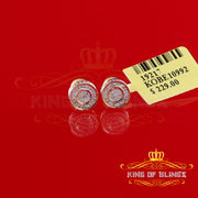 King of Blings-0.10ct Diamond 925 Sterling Silver Yellow For Men's / Women's Round Stud Earring KING OF BLINGS