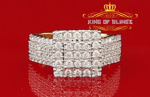 King Of Bling's 925 Sterling Yellow Silver Square Cubic Zirconia 12.50ct Womens Ring Size 7 KING OF BLINGS