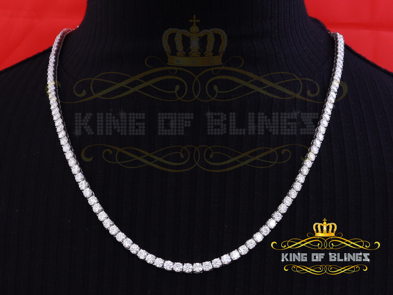 30.00ct White Moissanite 925 Silver Tennis Men's Necklace SZ 22inch & Width 4mm